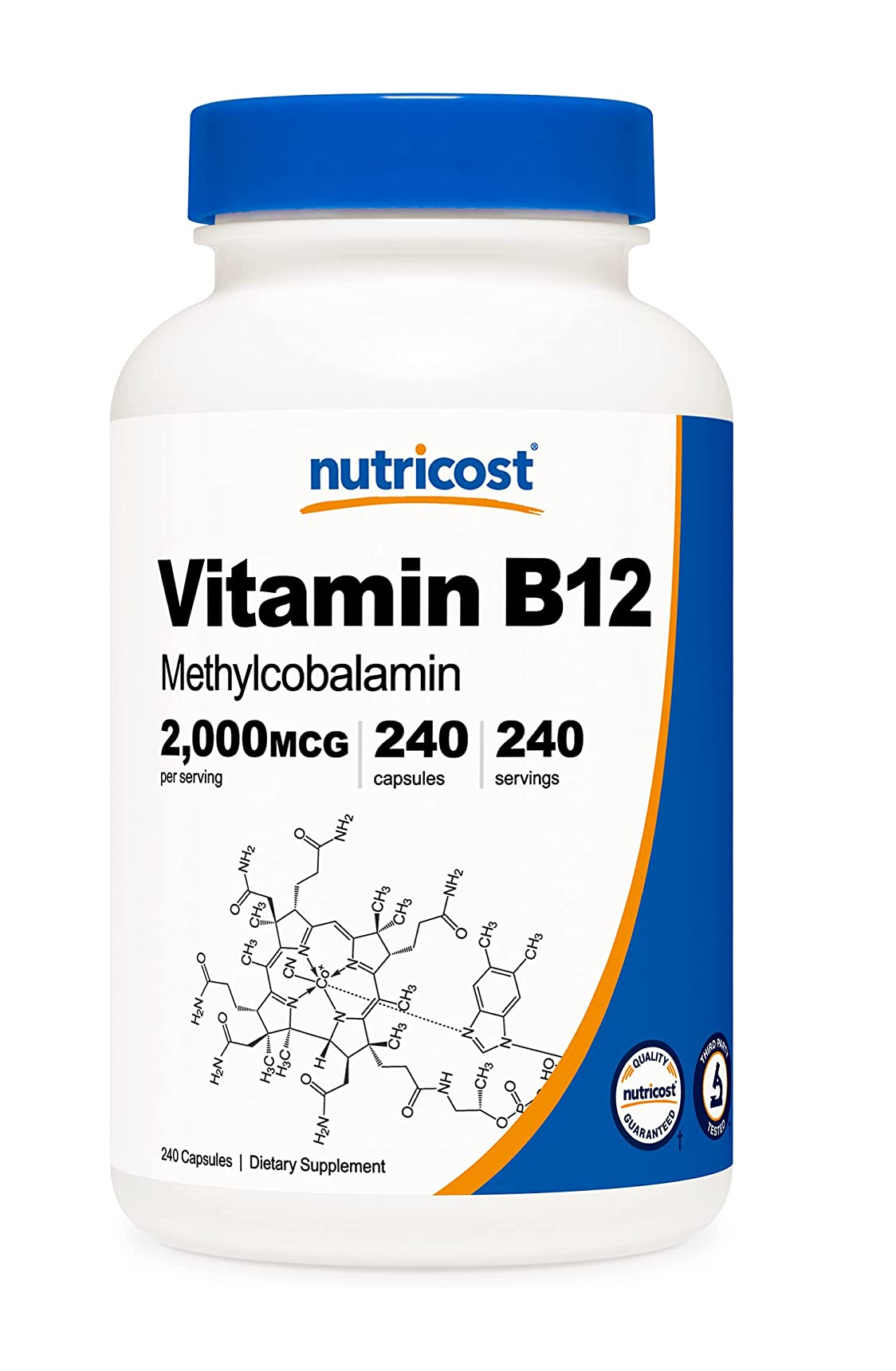 Vitamina B12 240 Cápsulas 2000 mcg  sin gluten 5.29 Onzas