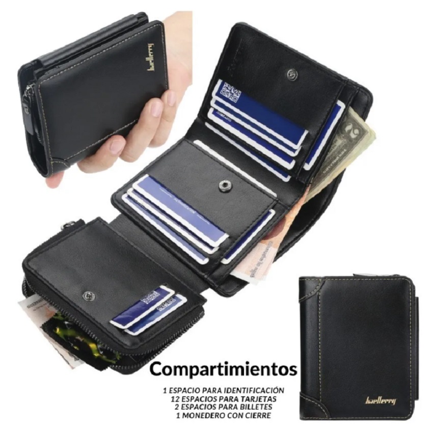Cartera Tarjetas Billetera De Lujo Hombre Tres Carpeta