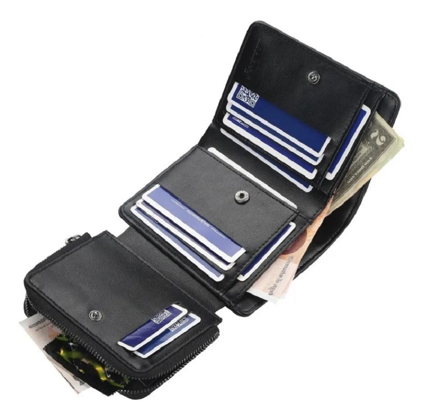 Cartera Tarjetas Billetera De Lujo Hombre Tres Carpeta