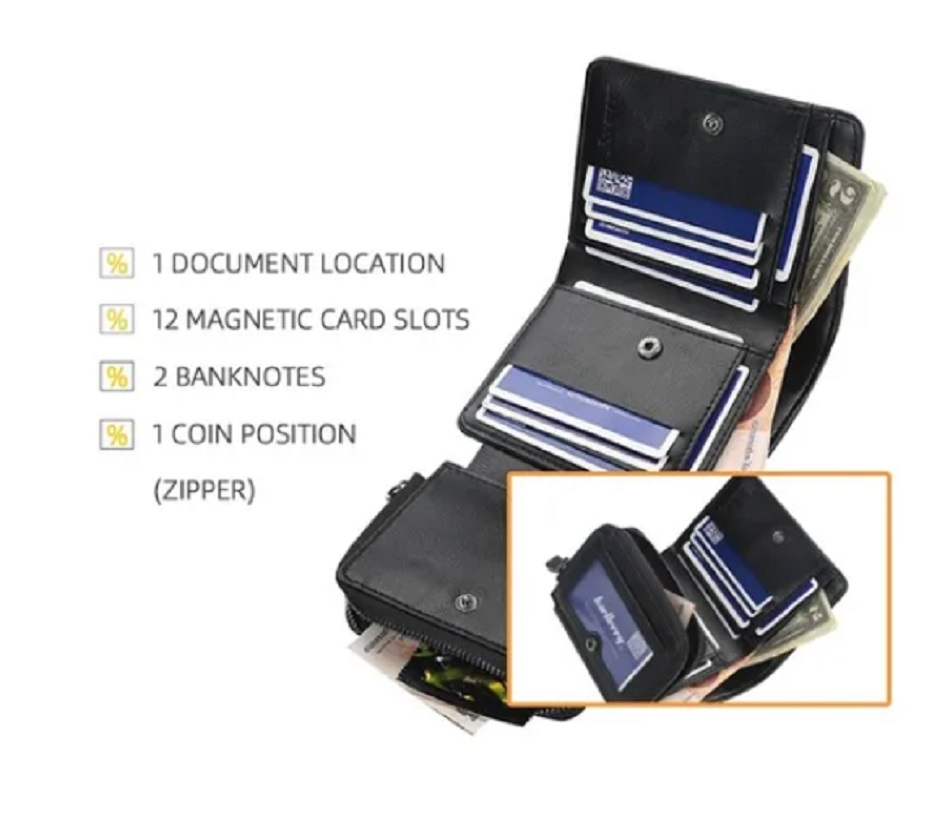 Cartera Tarjetas Billetera De Lujo Hombre Tres Carpeta