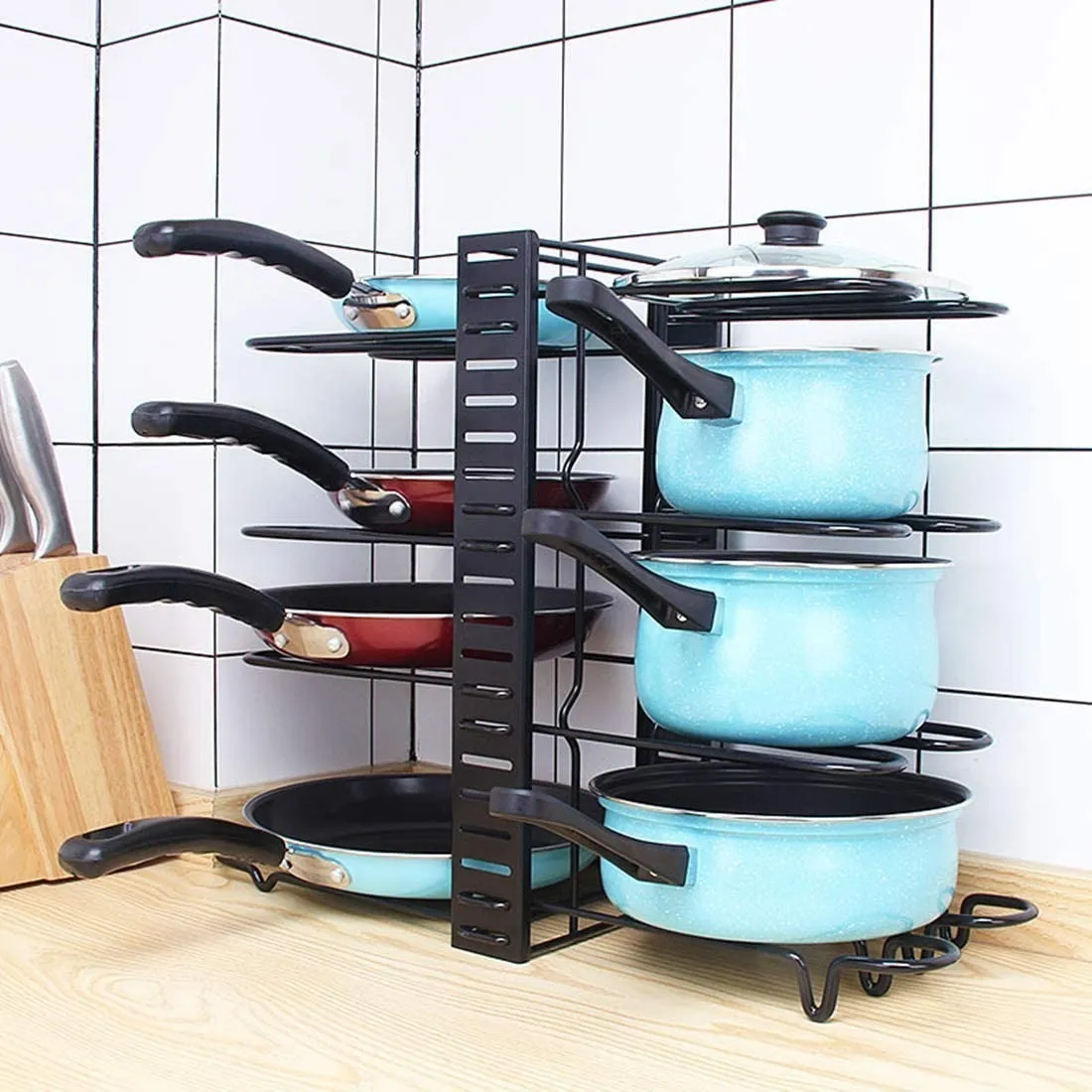 8 Estante Organizador Para Ollas Y Sartenes Ajustable Cocina