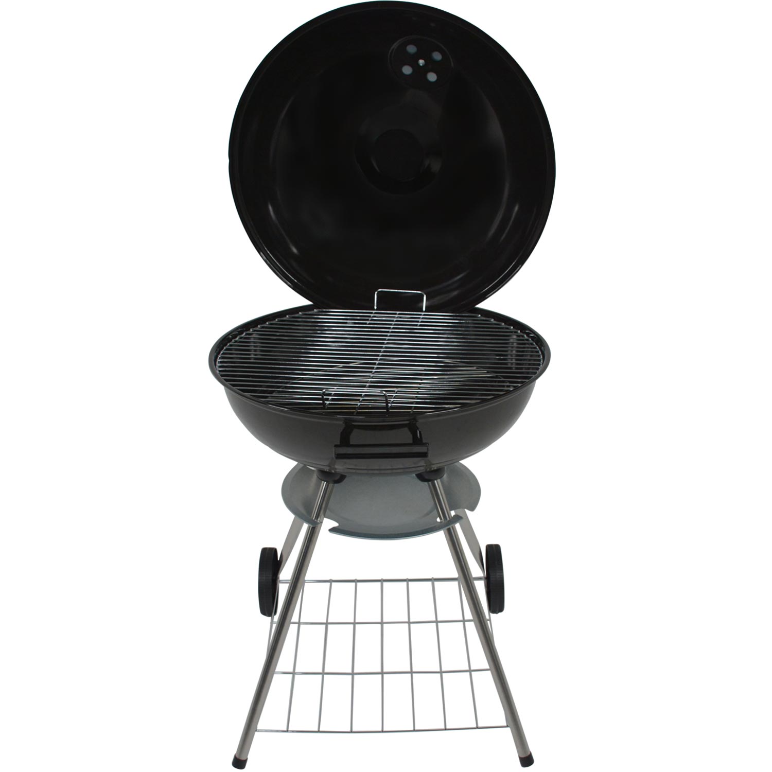 Asador de Carne Carbon Portatil 22 Pulgadas Acero Inoxidable 2 Parrillas Ruedas