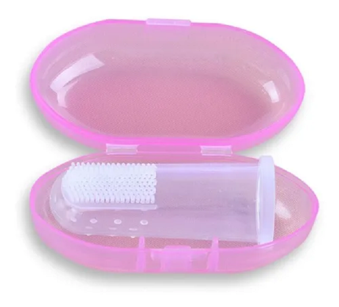 Cepillo De Dientes Dedal Para Bebé Rosa Con Estuche