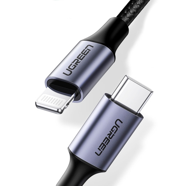 UGREEN Cargador Carga Rapida 20W y Cable de Carga USB-C 2.0 Aluminio Niquelado de 1 m