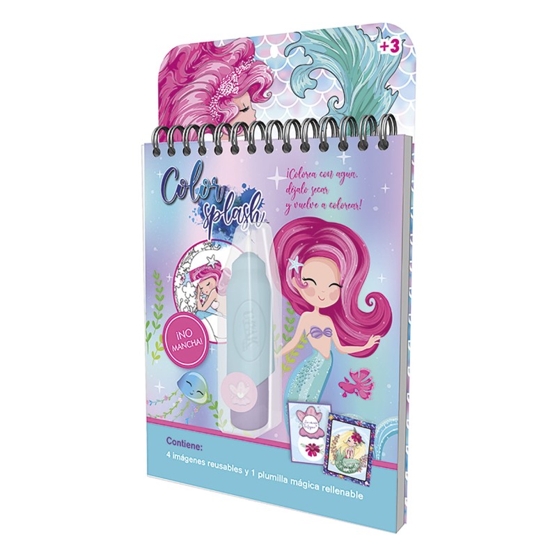 Libreta Color Splash con Pluma Mágica Sirenas