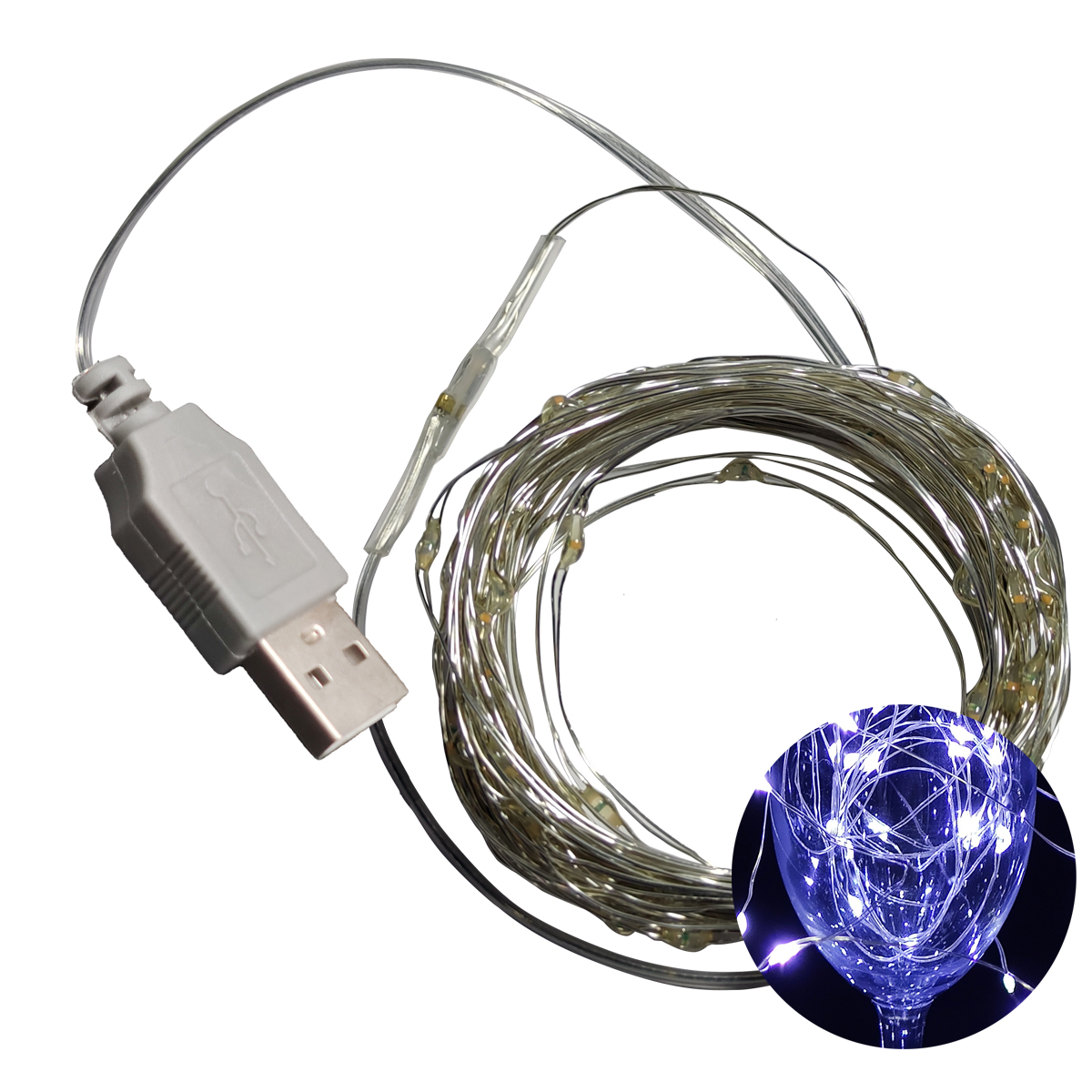 2 Series Tira Arroz 100 Luces Led 10 Metros Hada Alambre Usb Color Blanca o Calida