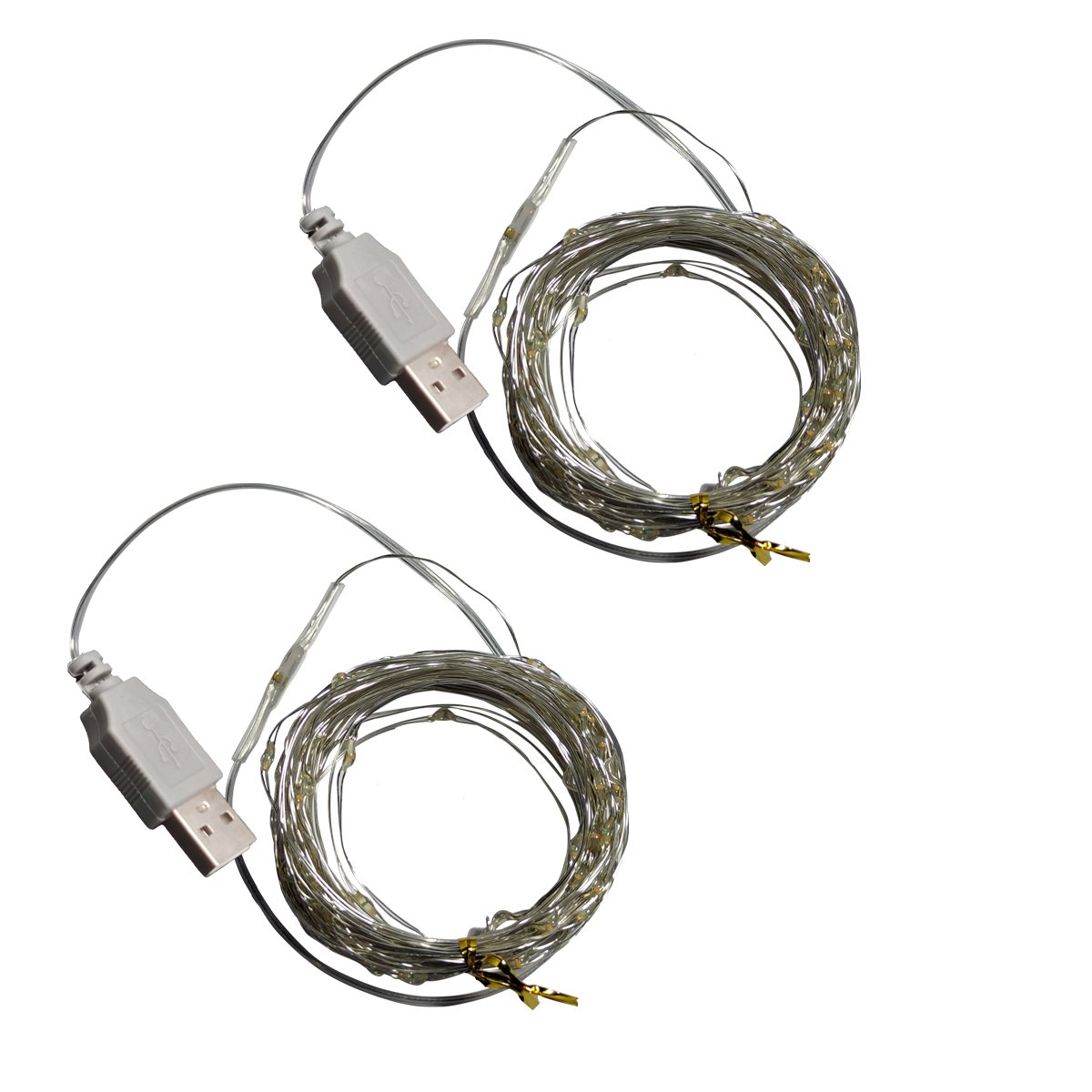 2 Series Tira Arroz 100 Luces Led 10 Metros Hada Alambre Usb Color Blanca o Calida