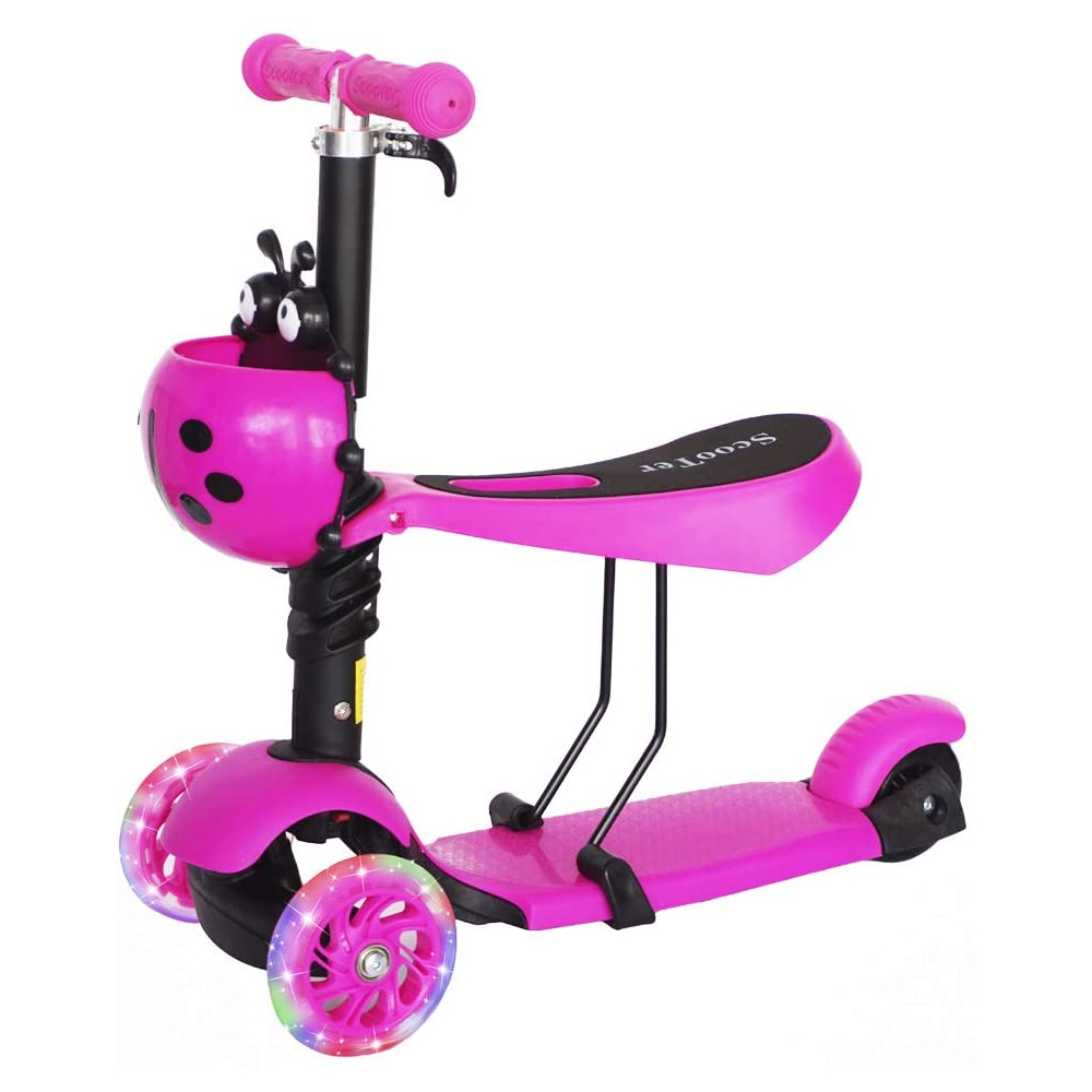 Scooter Ladybug (Catarina), con Asiento para Niños de 2 a 5 años Rosa