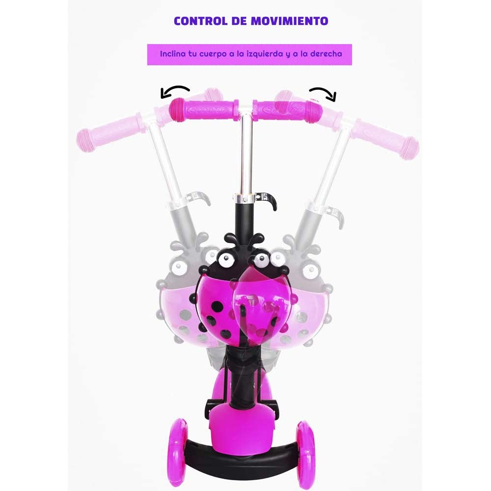Scooter Ladybug (Catarina), con Asiento para Niños de 2 a 5 años Rosa