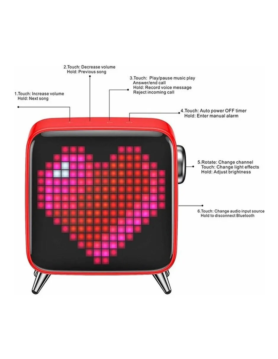 Altavoz Bluetooth Portátil Divoom Inteligente Led Animación.