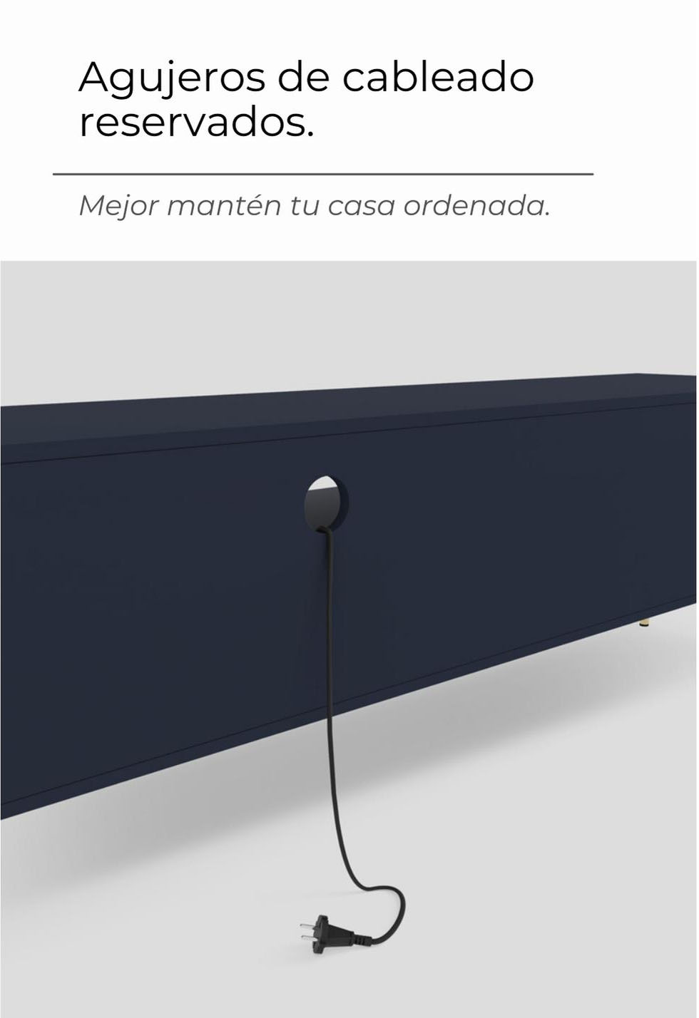 MESA DE CENTRO PARA TV 1.6 M, CON CAJONES Y PATAS DE ACERO DE ACERO DELICADAS, MATERIAL MDF (AZUL CON BLANCO)