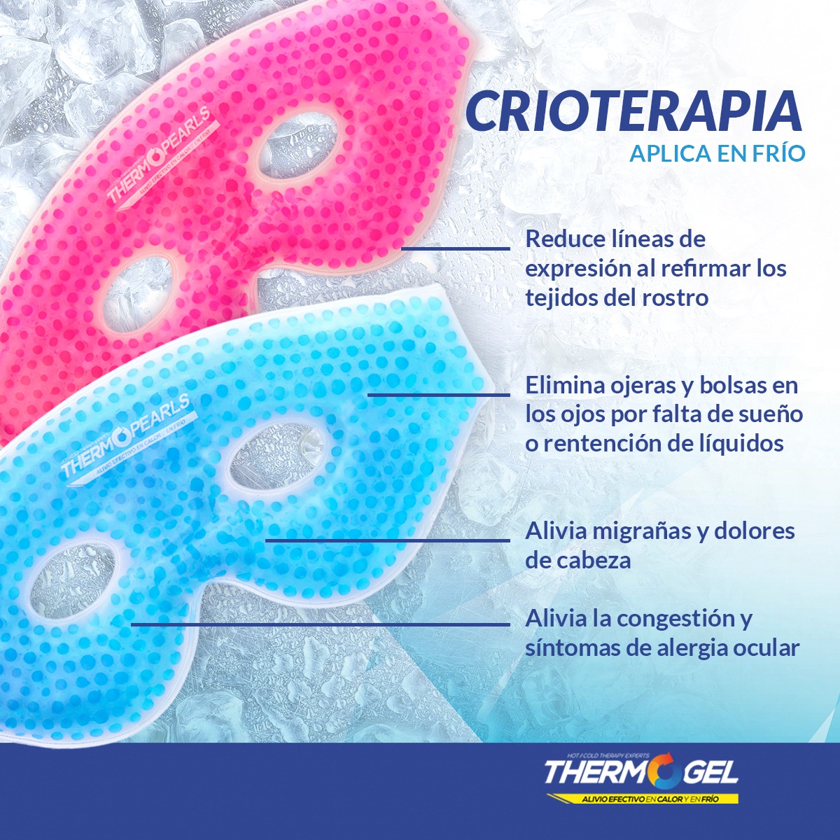 Compresa de Antifaz de Gel en Perlas Thermo Gel Pearls Color Azul