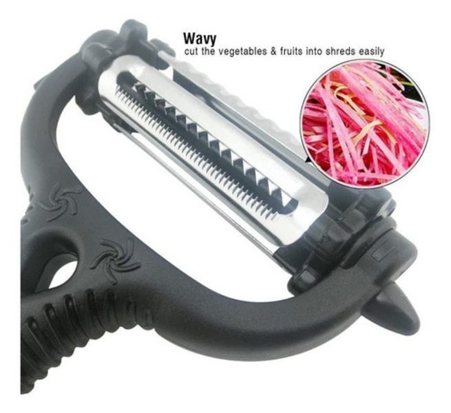 Pelador De Verduras 3 En 1 Rallador Manual Frutas Verde /e