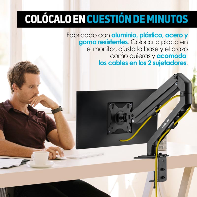 Soporte Hidráulico para Monitor de Hasta 27 Ajustable Redlemon