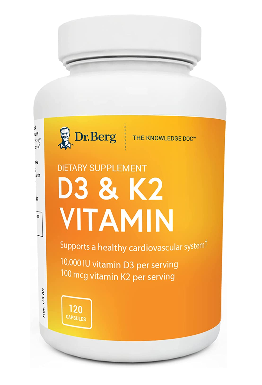 Suplemento D3K2 con sales biliares purificadas 10,000 IU 120 cápsulas 3.53 Onzas