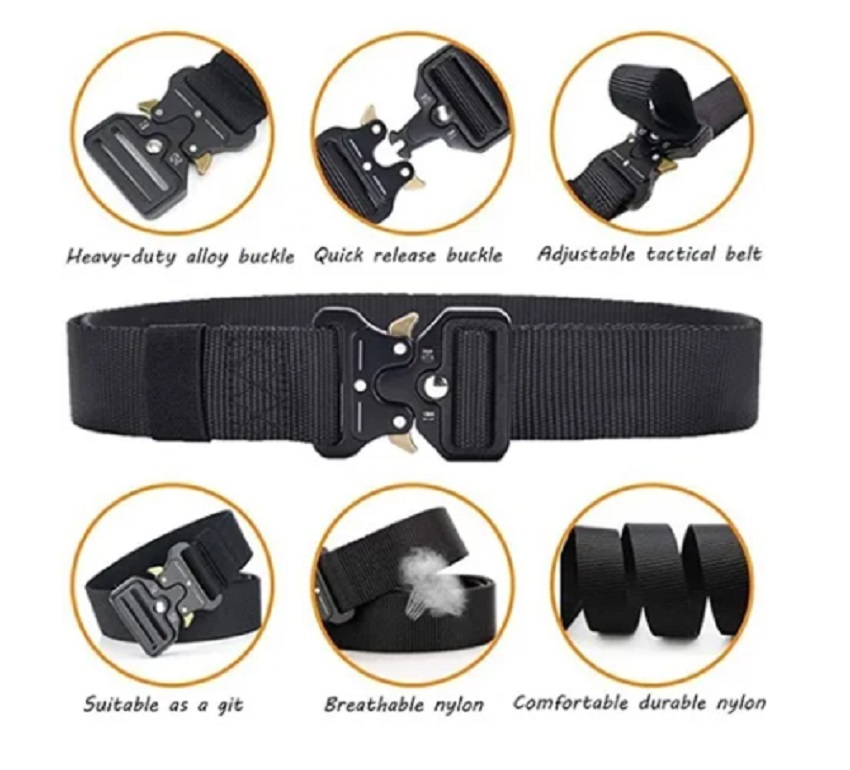 Cinturón Ajustable Táctico Cinto De Calidad Militar Exterior Negro