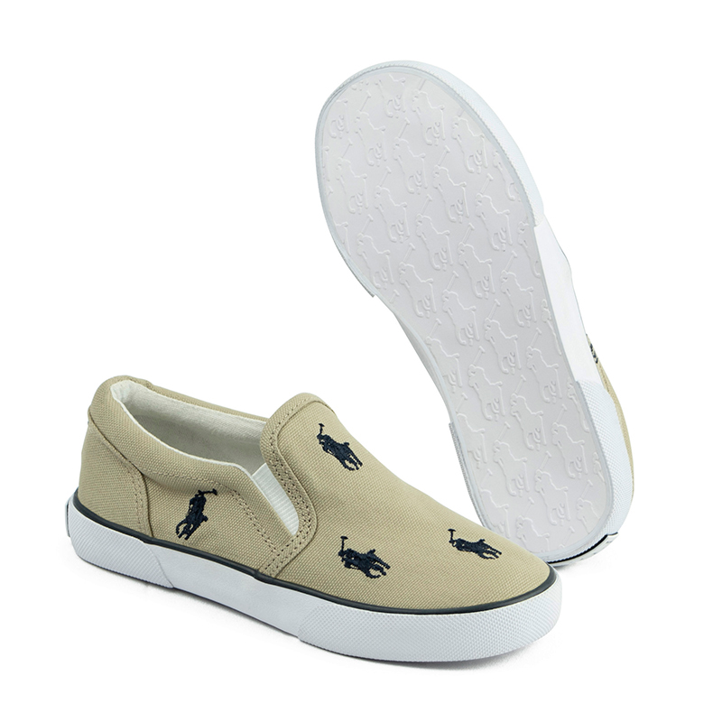 Tenis Polo Ralp Lauren Slip On Beige Niño