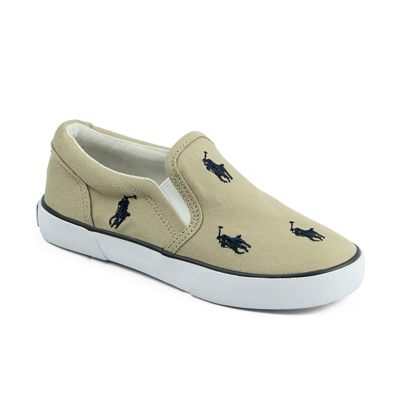 Tenis Polo Ralp Lauren Slip On Beige Niño