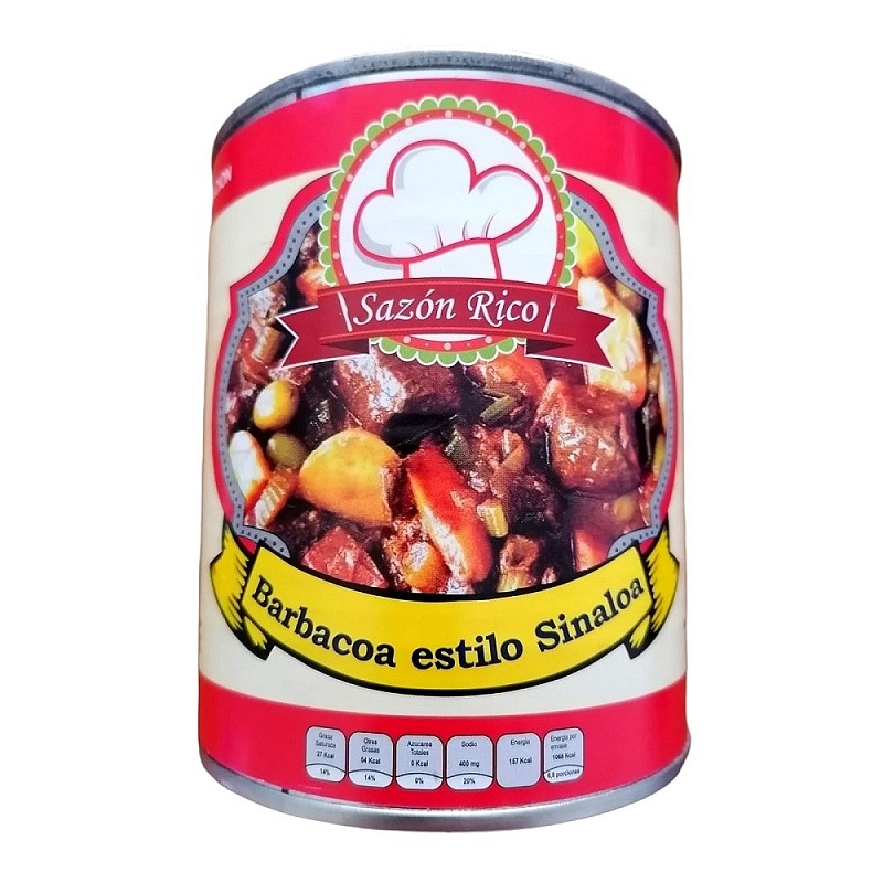 SAZON RICO Paquete de 3 Deliciosos Platillos Enlatados CHILORIO, POLLO AL PIBIL Y BARBACOA ESTILO SINALOA