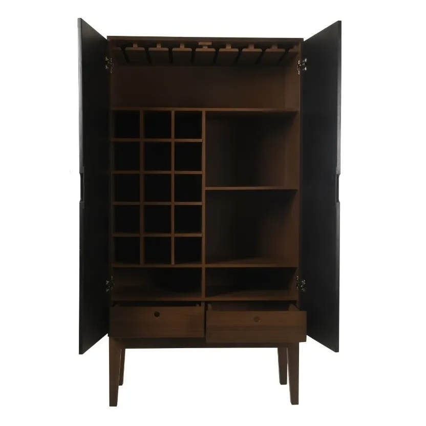 Cantina Alfa Nogal con Negro Bar Minimalista Para Casa Moderna Barra Muebles Bar