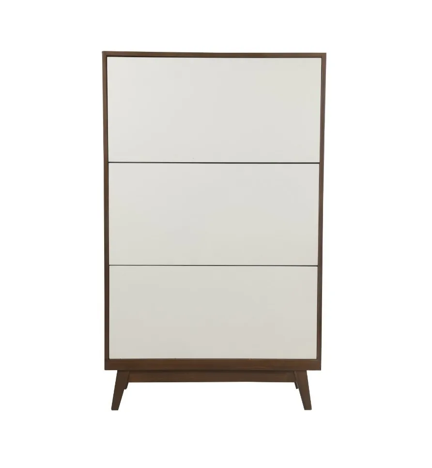 Zapatera Alfa Nogal con Blanco Mueble Organizador Rack Zapatero Closet Tennis