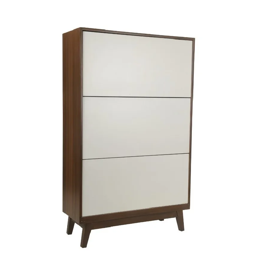 Zapatera Alfa Nogal con Blanco Mueble Organizador Rack Zapatero Closet Tennis