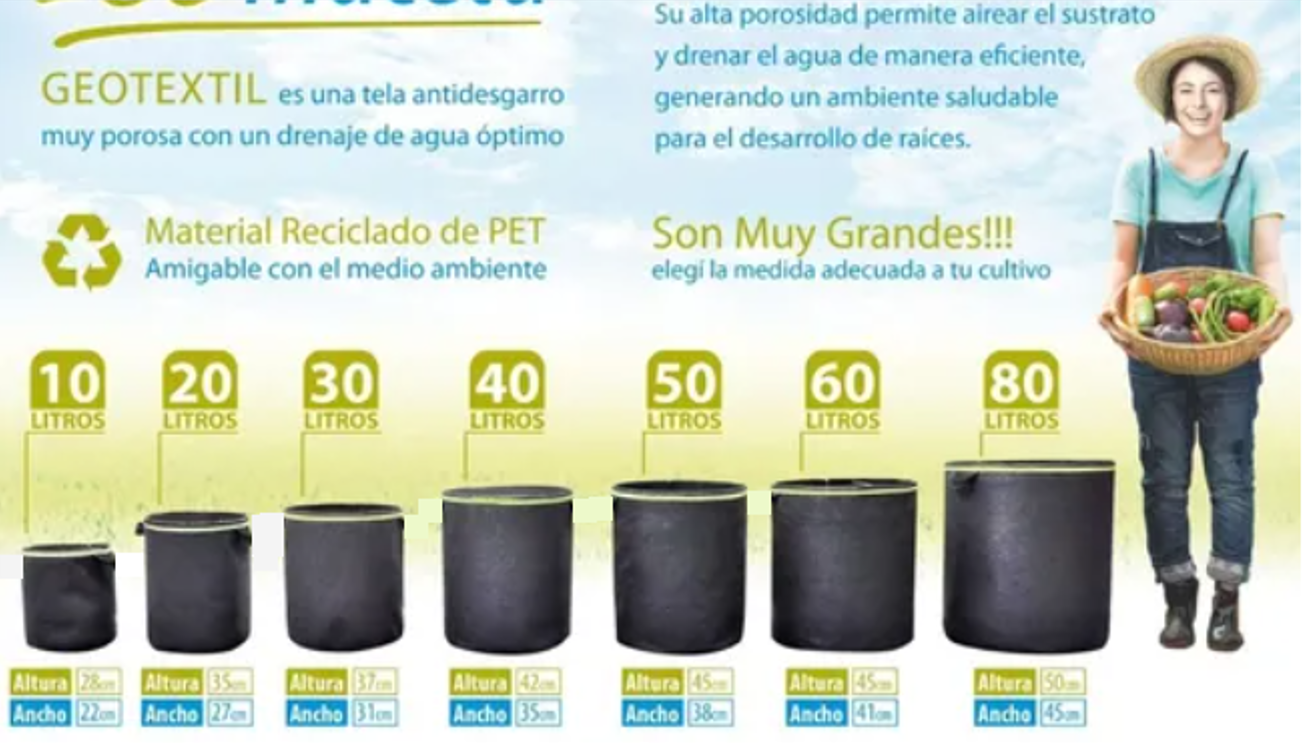 Maceta de tela 80 litros gigante maceta para arboles Hortalizas 4 piezas 