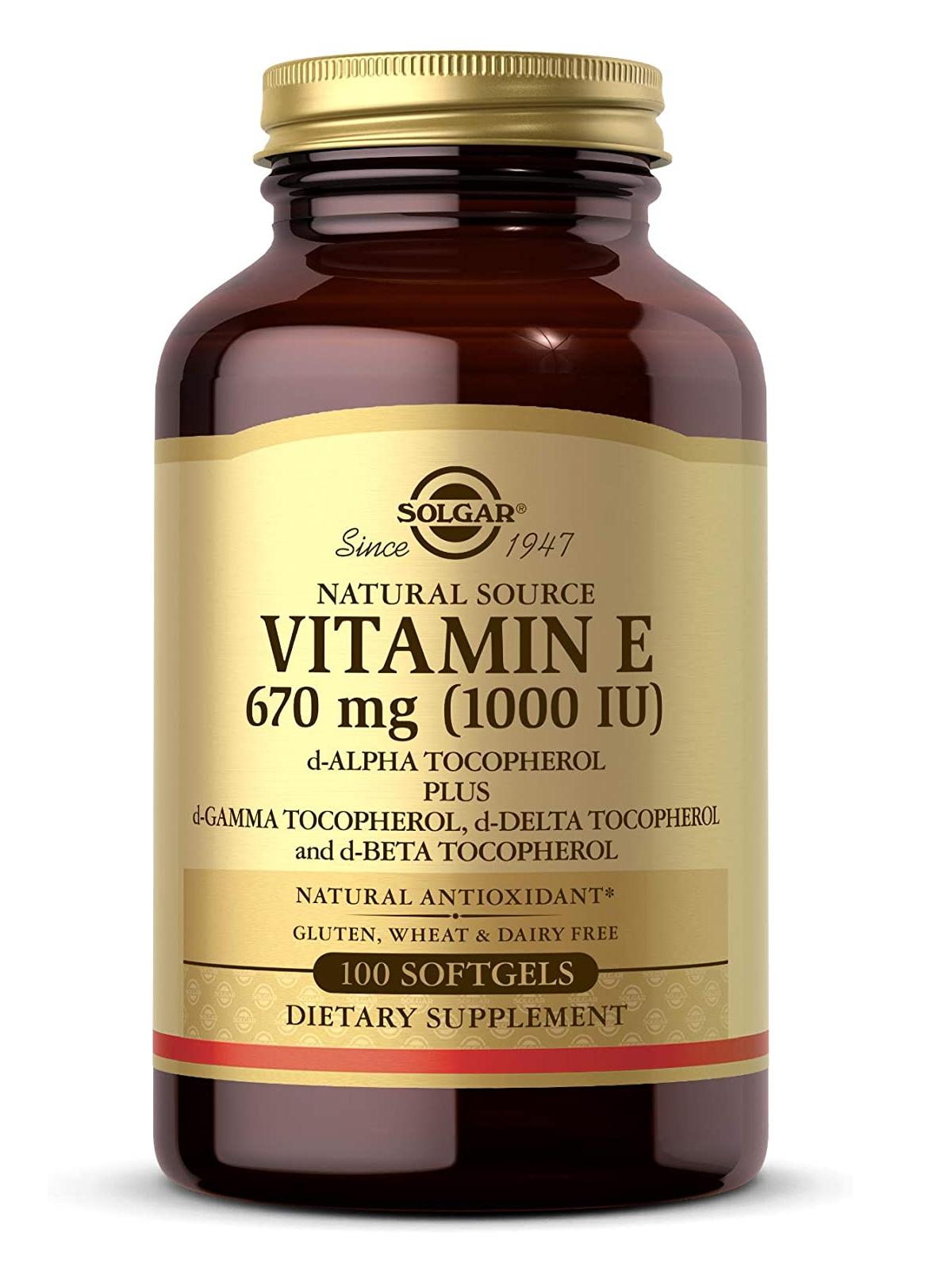 Vitamina E, 1.000 IU de D-Alfa-Tocoferol 100 capsulas 12 Onzas
