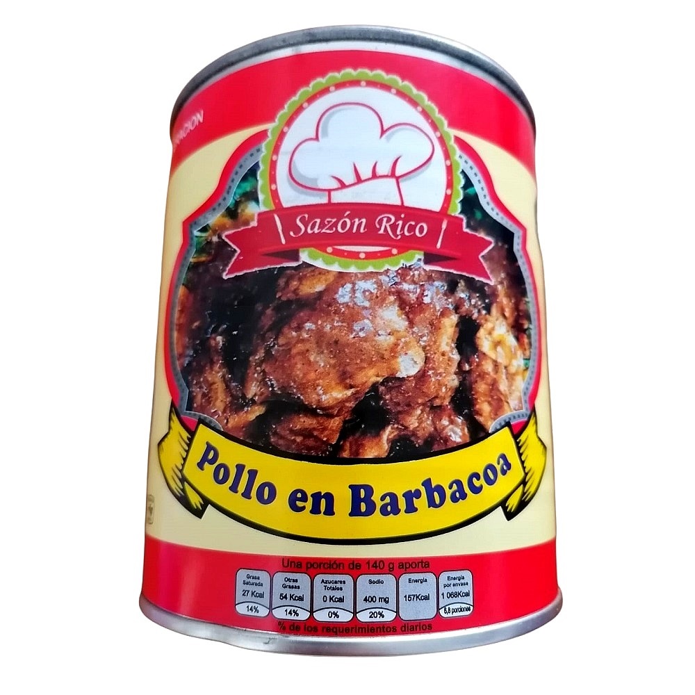 SAZON RICO Paquete de 3 Deliciosos Platillos Enlatados POLLO EN BARBACOA, CARNE EN SU JUGO Y PICADILLO