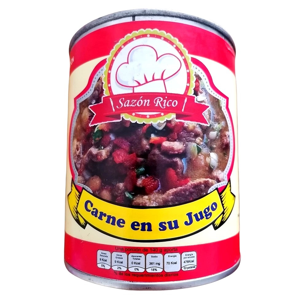 SAZON RICO Paquete de 3 Deliciosos Platillos Enlatados POLLO EN BARBACOA, CARNE EN SU JUGO Y PICADILLO