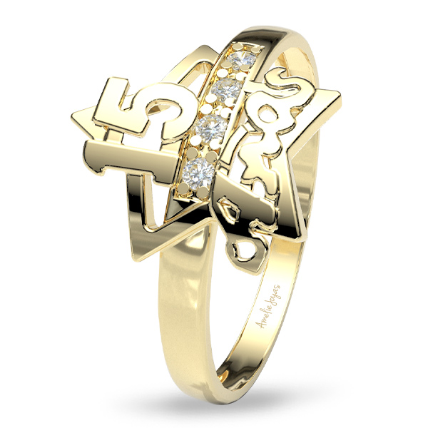 Anillo de XV años en Oro Amarillo de 10K Amelie Joyas
