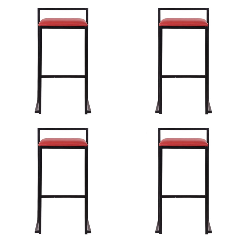 Paquete De 4 Bancos Cubo Rojo Negro Barra Bar Lounge Eventos Salón Fiesta 