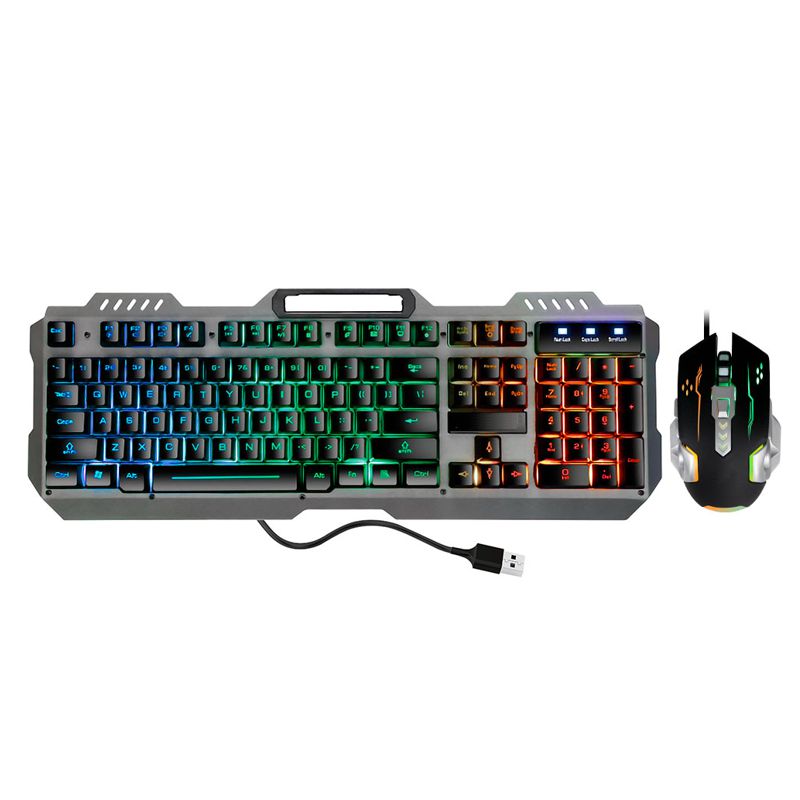 KIT TECLADO Y MOUSE USB GAMER RGB EN ESPAÑOL COMPLETO