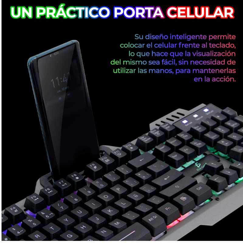 KIT TECLADO Y MOUSE USB GAMER RGB EN ESPAÑOL COMPLETO
