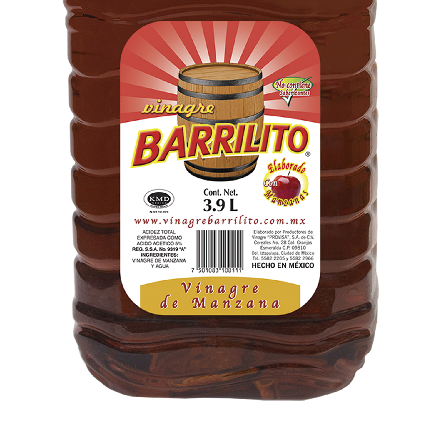 Vinagre Barrilito de Manzana de 3.9 lts caja con 6 garrafones 