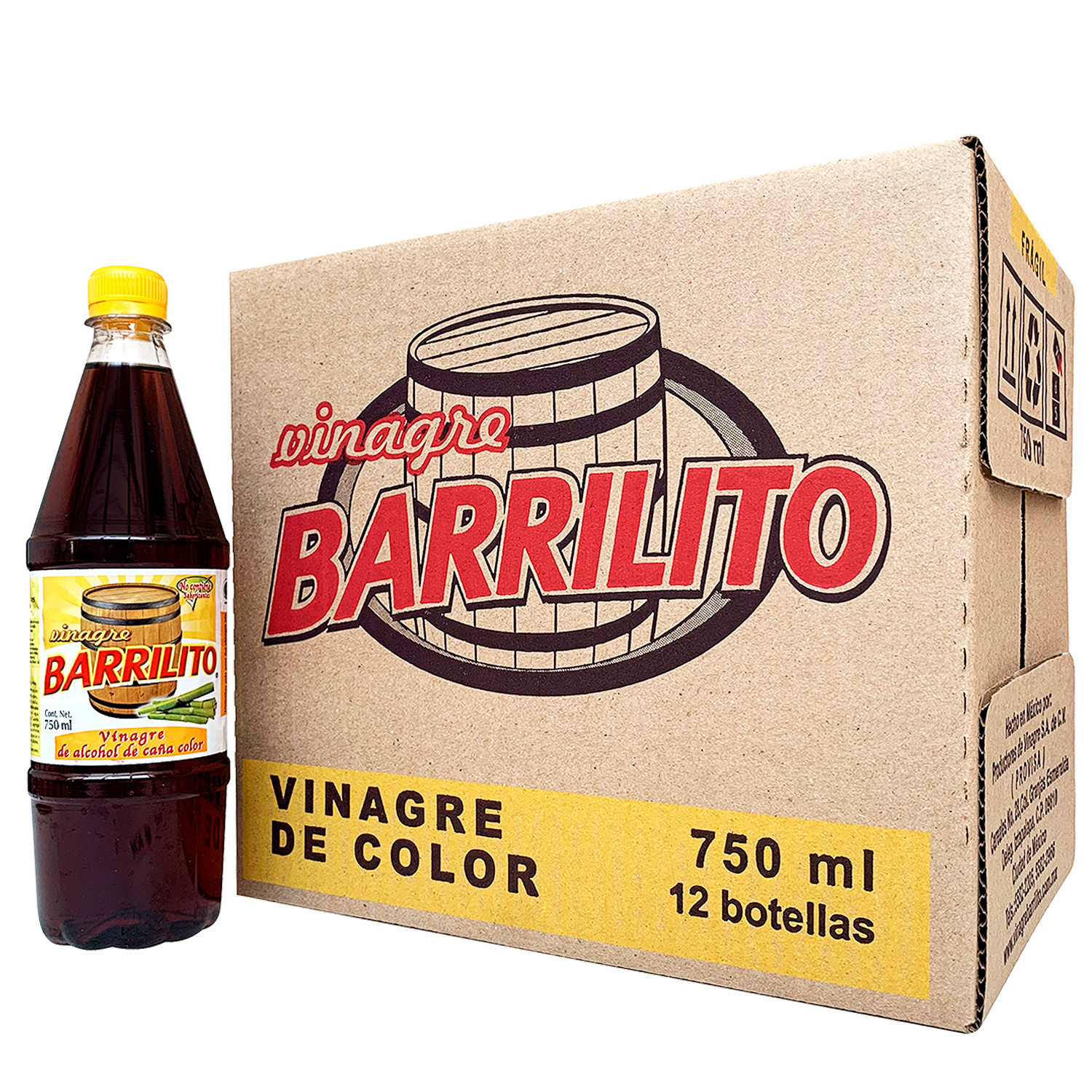 Vinagre Barrilito de Color de 750 ml caja con 12 botellas