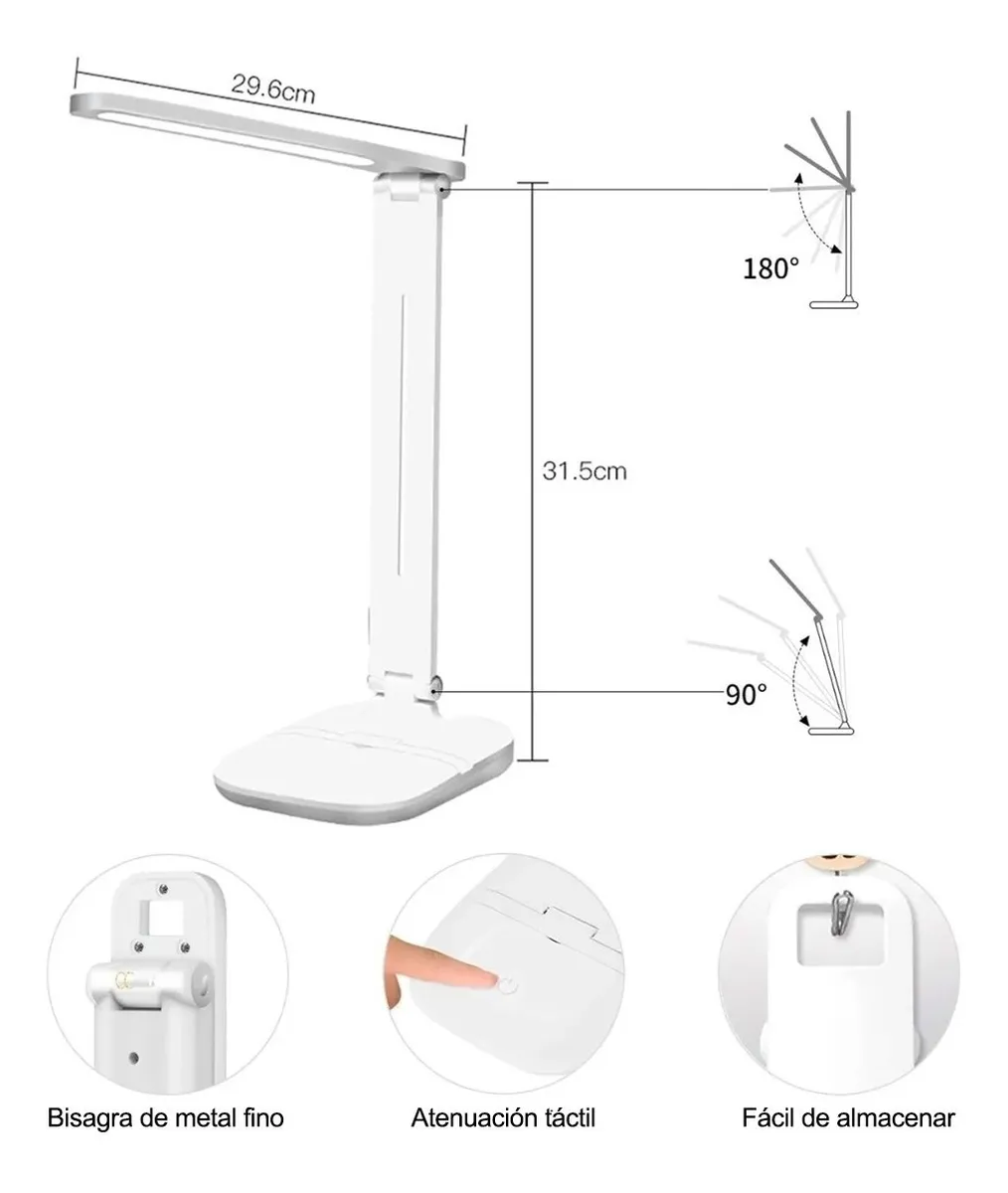 Lámpara Led De Lectura Para Escritorio, Recargable Usb