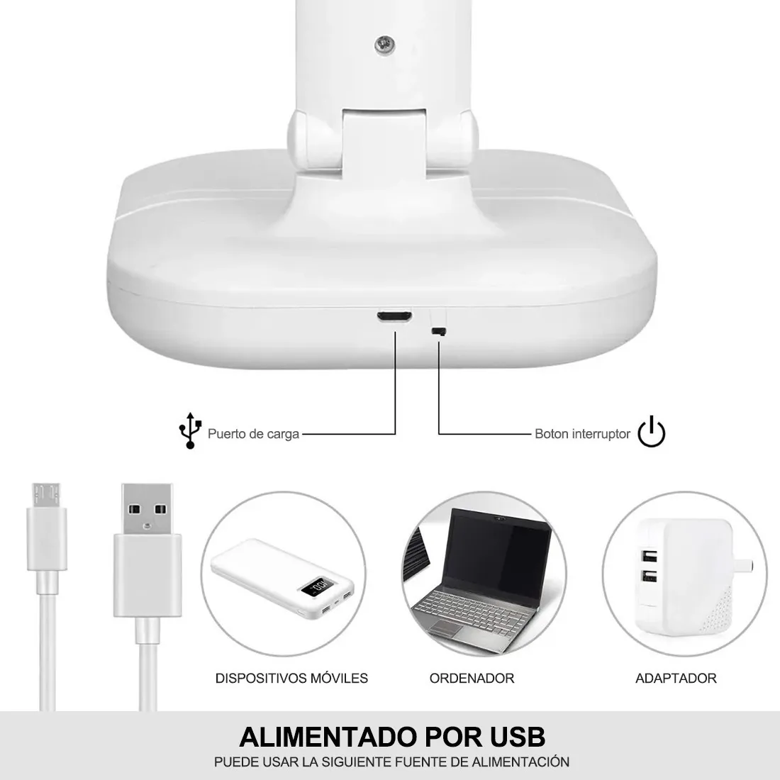 Lámpara Led De Lectura Para Escritorio, Recargable Usb