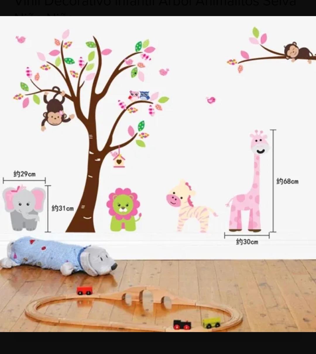 Vinil Decorativo Infantil de interiores Árbol Animalitos Selva Niño Niña