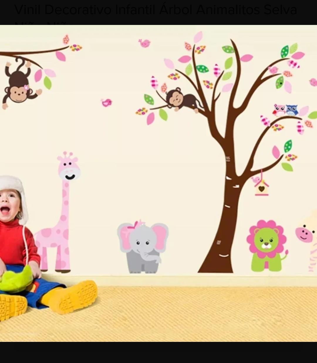 Vinil Decorativo Infantil de interiores Árbol Animalitos Selva Niño Niña
