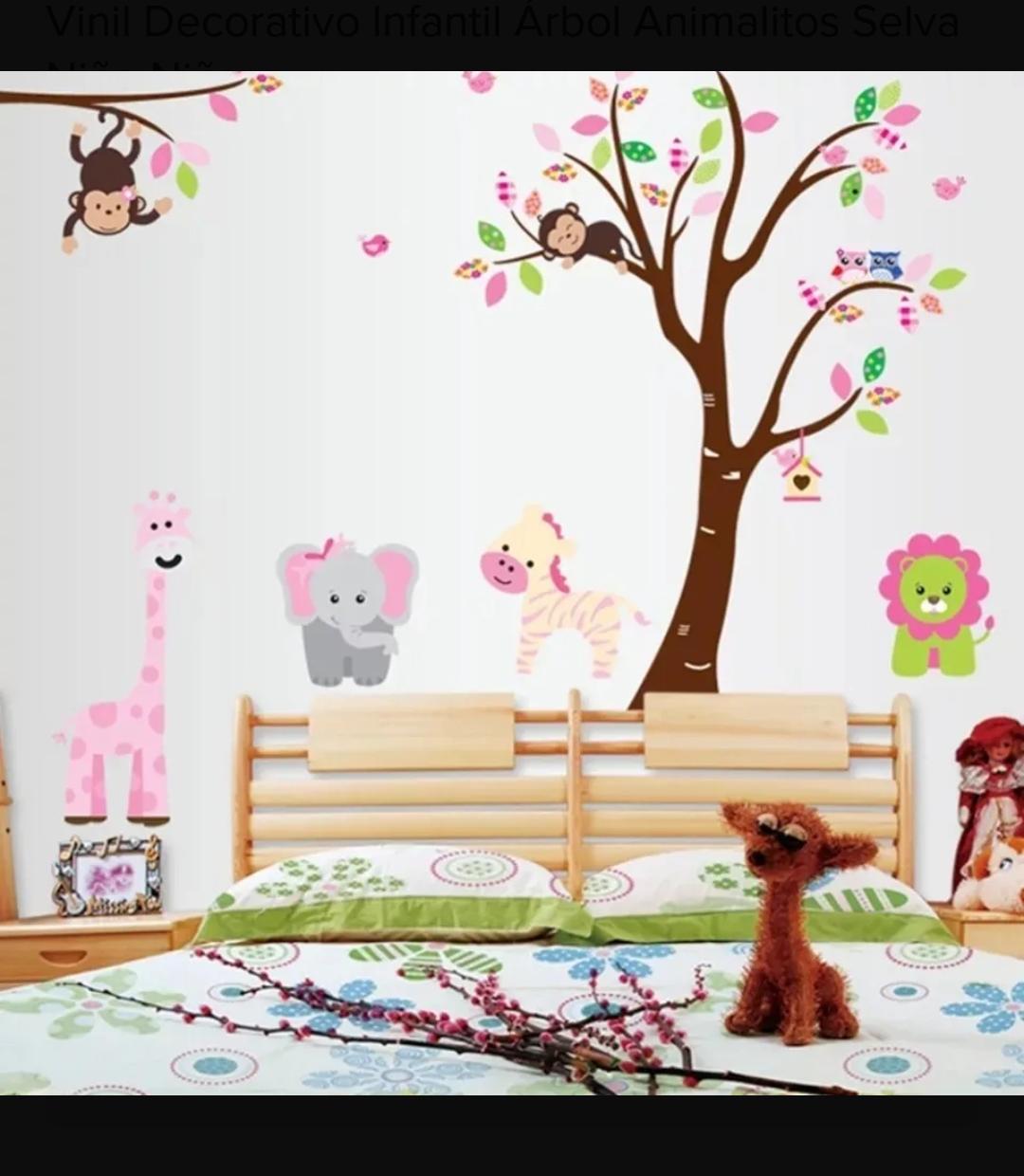 Vinil Decorativo Infantil de interiores Árbol Animalitos Selva Niño Niña
