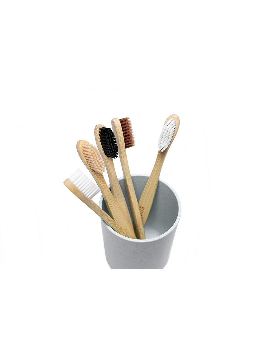 Ecowood Cepillo de Dientes Hecho 100% de Bambu Biodegradable con Cerdas Suaves - Paquete de 8 Cepillos Dentales