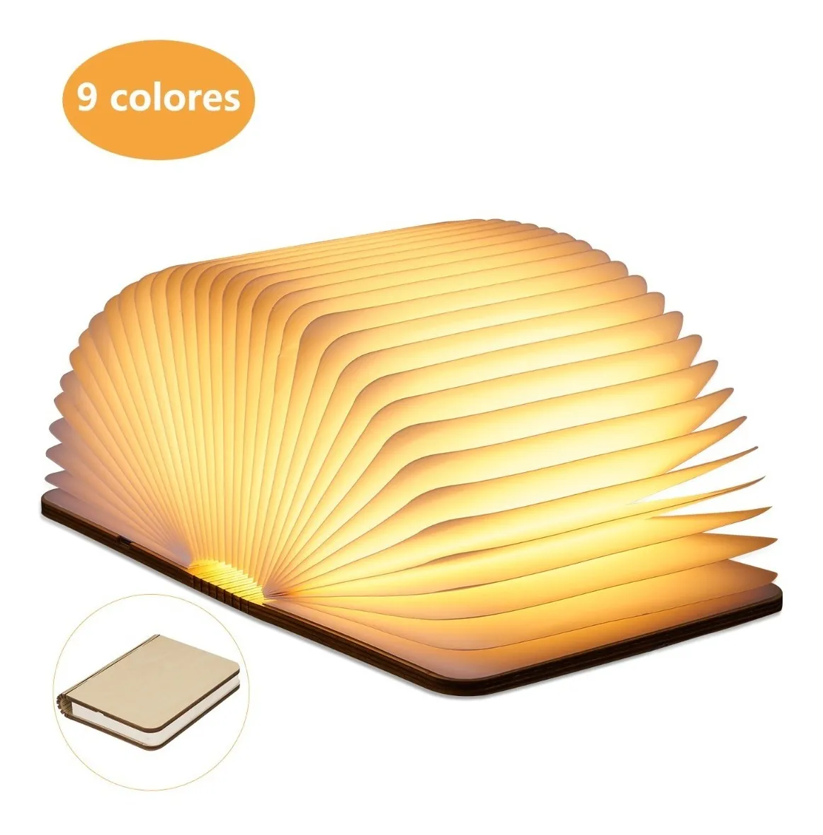 Lámpara Led Con Forma De Libro En 9 Colores Recargable Usb