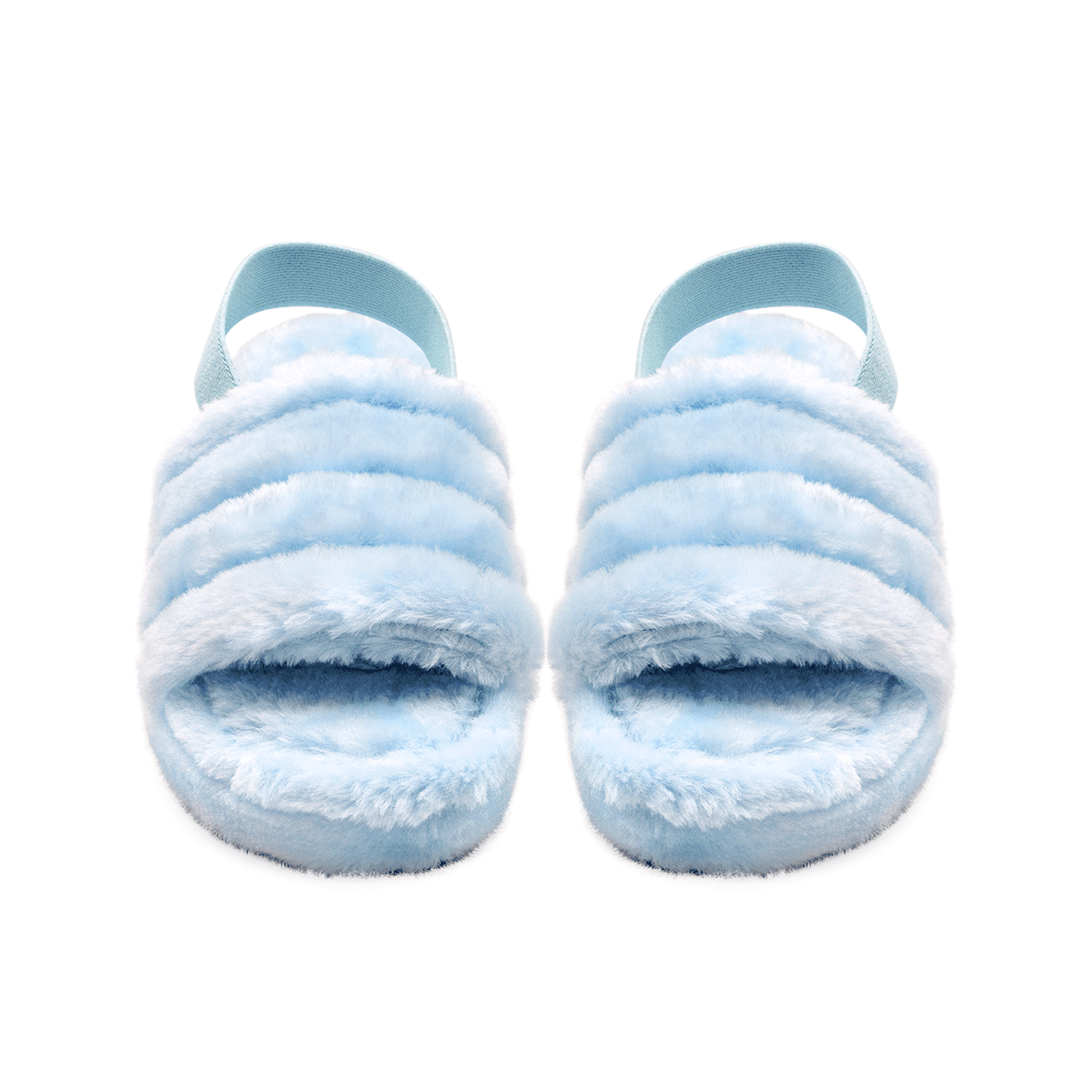 Pantuflas Dama Mujer Sandalias Peluche Elástico Cómodas Color Cielo