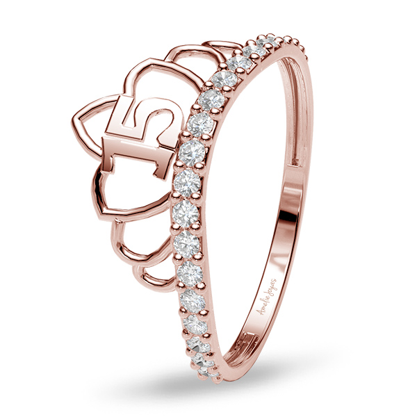 Anillo de XV años en Oro Rosa de 10K Amelie Joyas