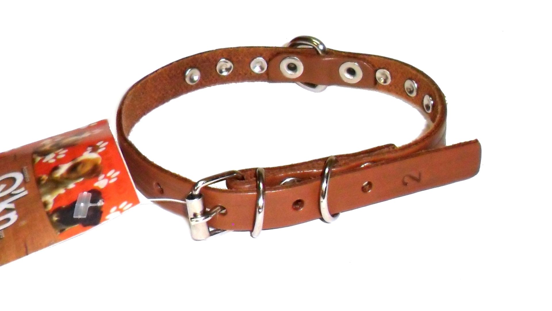Collar de piel para perro 1.2cm natural brillantes