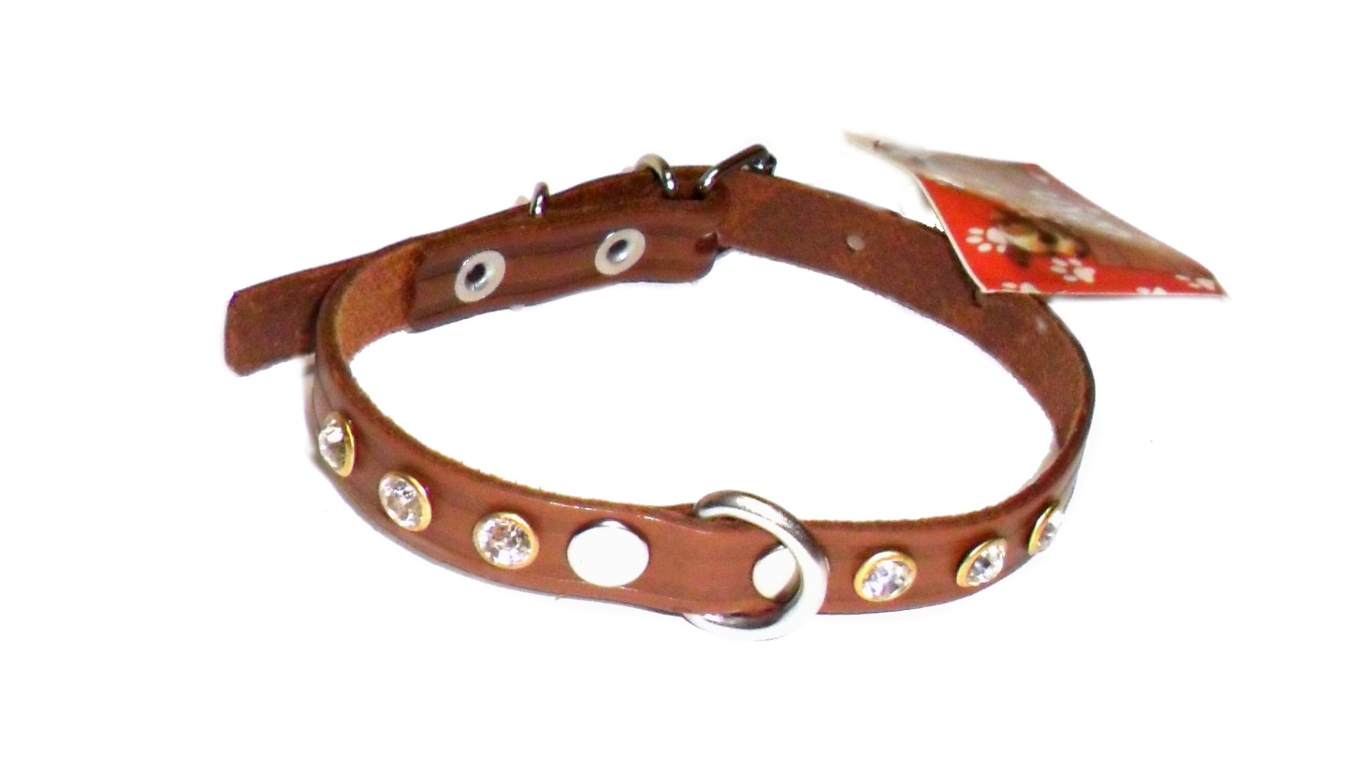 Collar de piel para perro 1.2cm natural brillantes