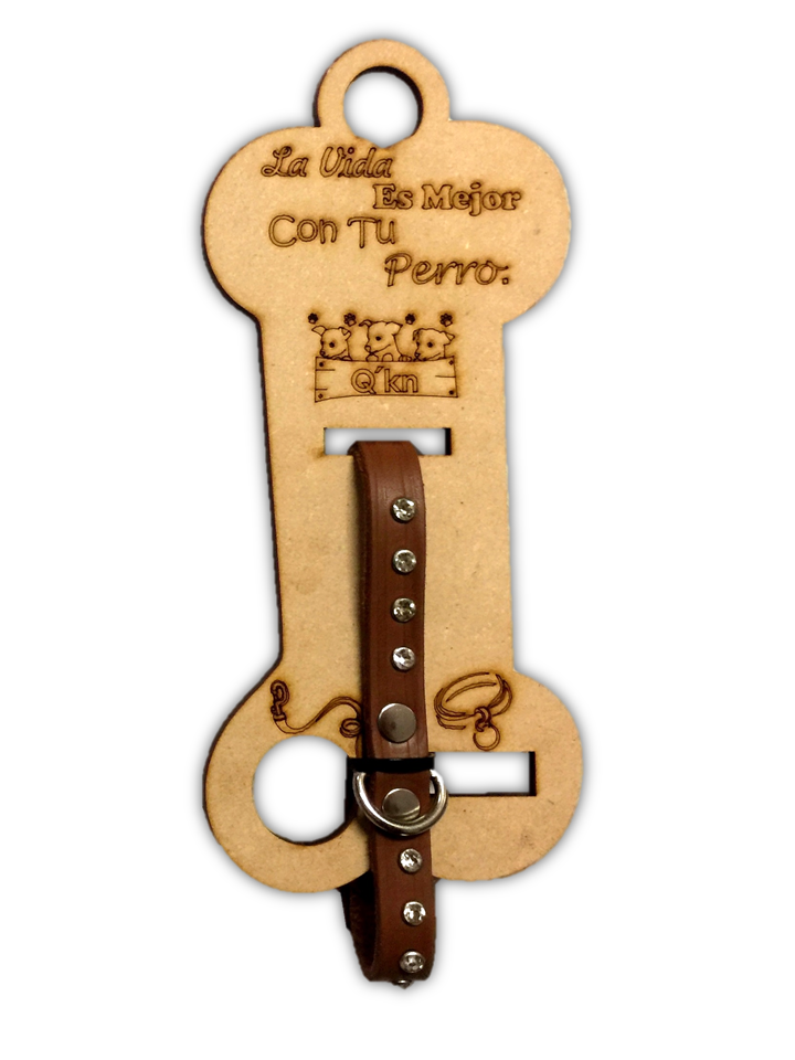 Collar de piel para perro 1.2cm natural brillantes