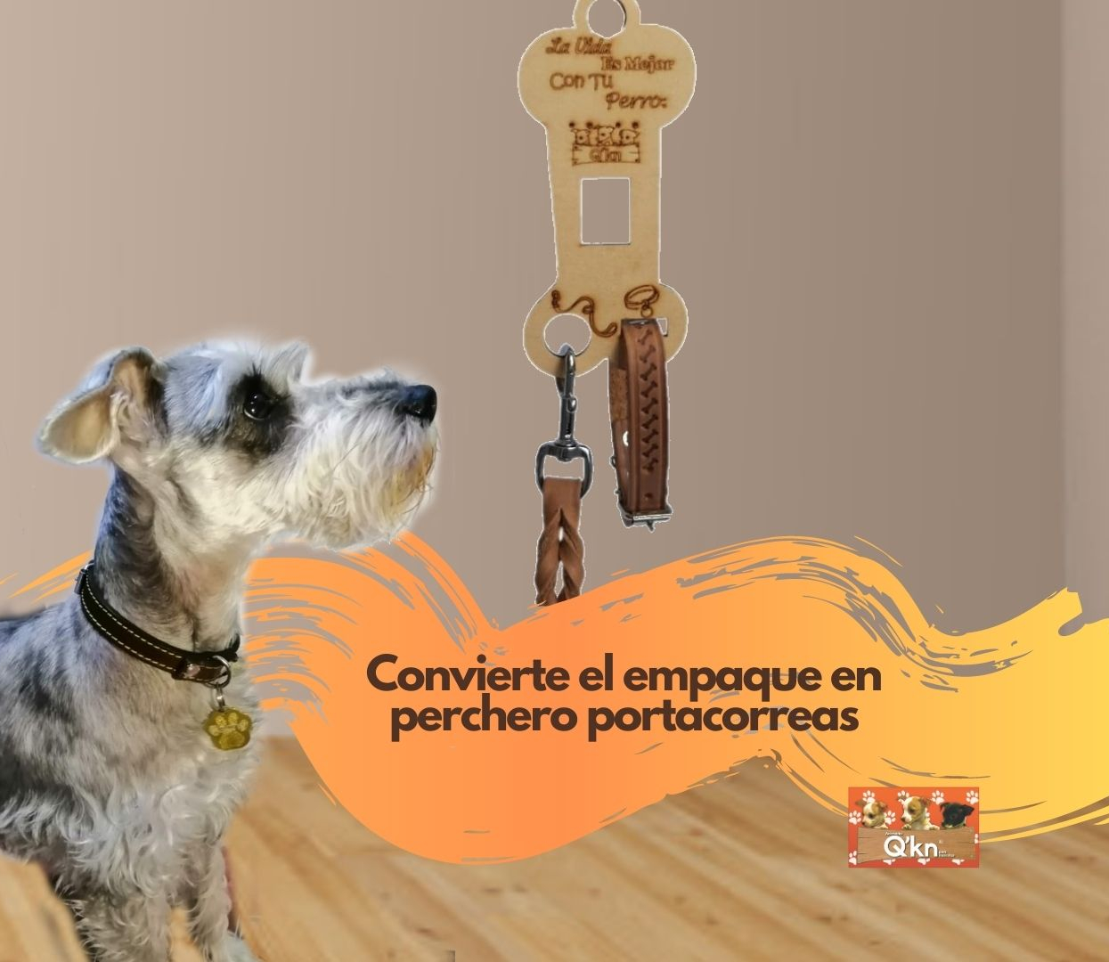 Collar de piel para perro 1.2cm natural estampado perros