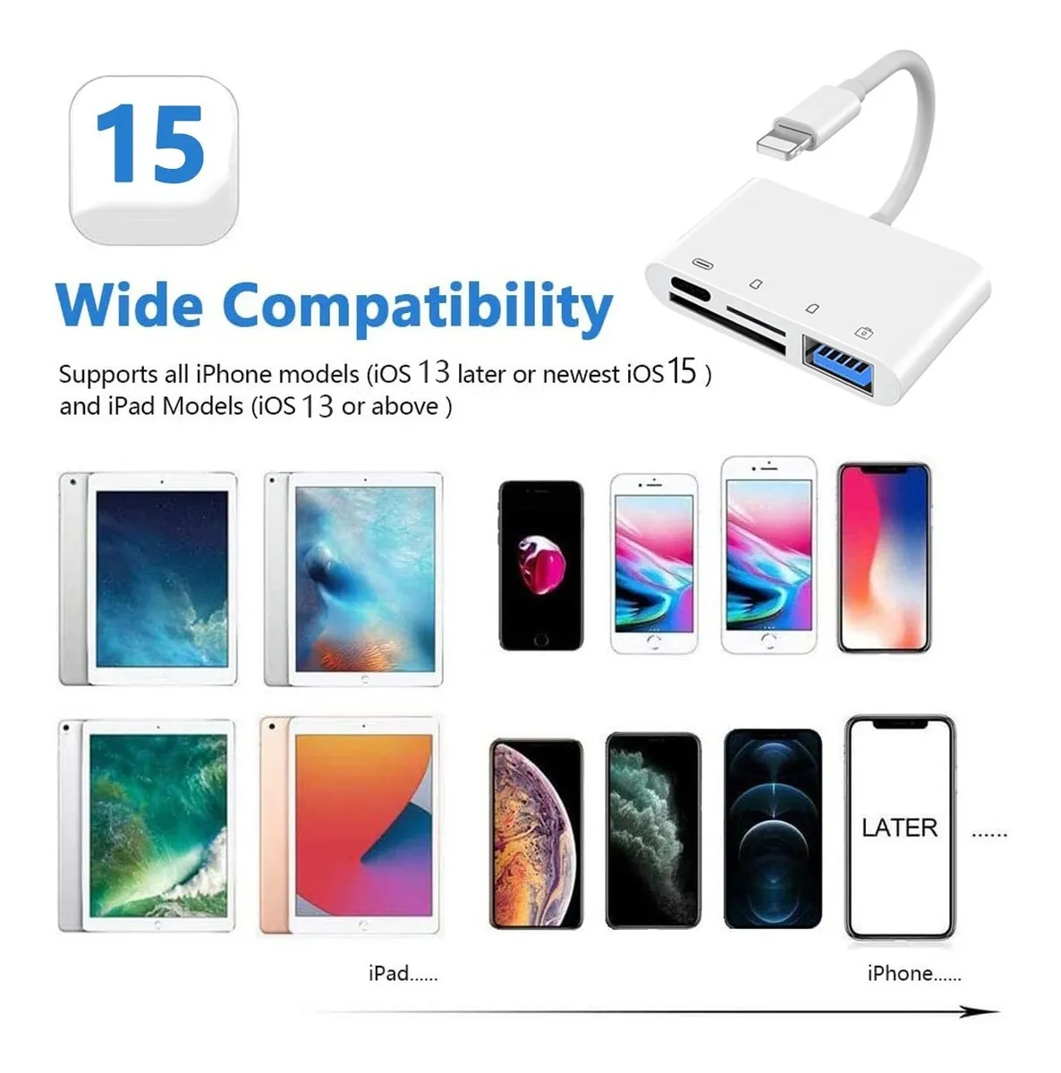 Adaptador Para iPad iPhone Tarjeta Sd/tf Lector De Tarjetas